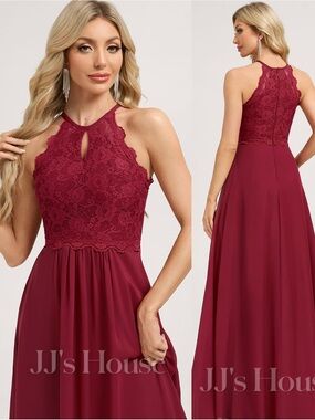 JJ's House Hallie A-line Lace Dress in Burgundy | 2/4